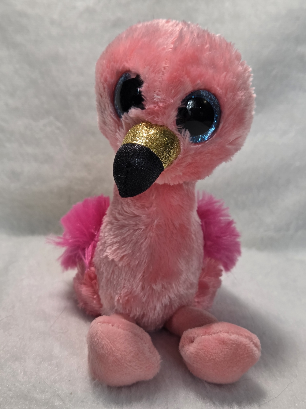 GILDA Ty Beanie Boos 6" Pink Flamingo Plush Blue Eyes Gold Beak NO HANGTAG